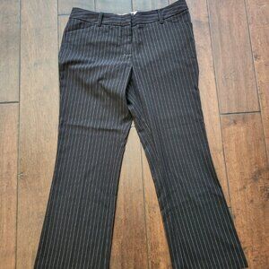 Black capri dress pants with pink stripes